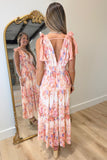 Peach Blossom Midi Dress