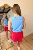 Side Knot Casual Tank Blue