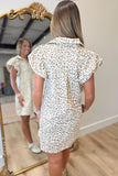 Untamable Puff Sleeve Leopard Denim Dress