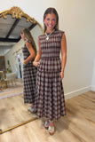 Fall on the Prairie Plaid Dress Brown