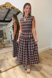 Fall on the Prairie Plaid Dress Brown