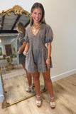 Fall out West Washed Denim Romper Espresso