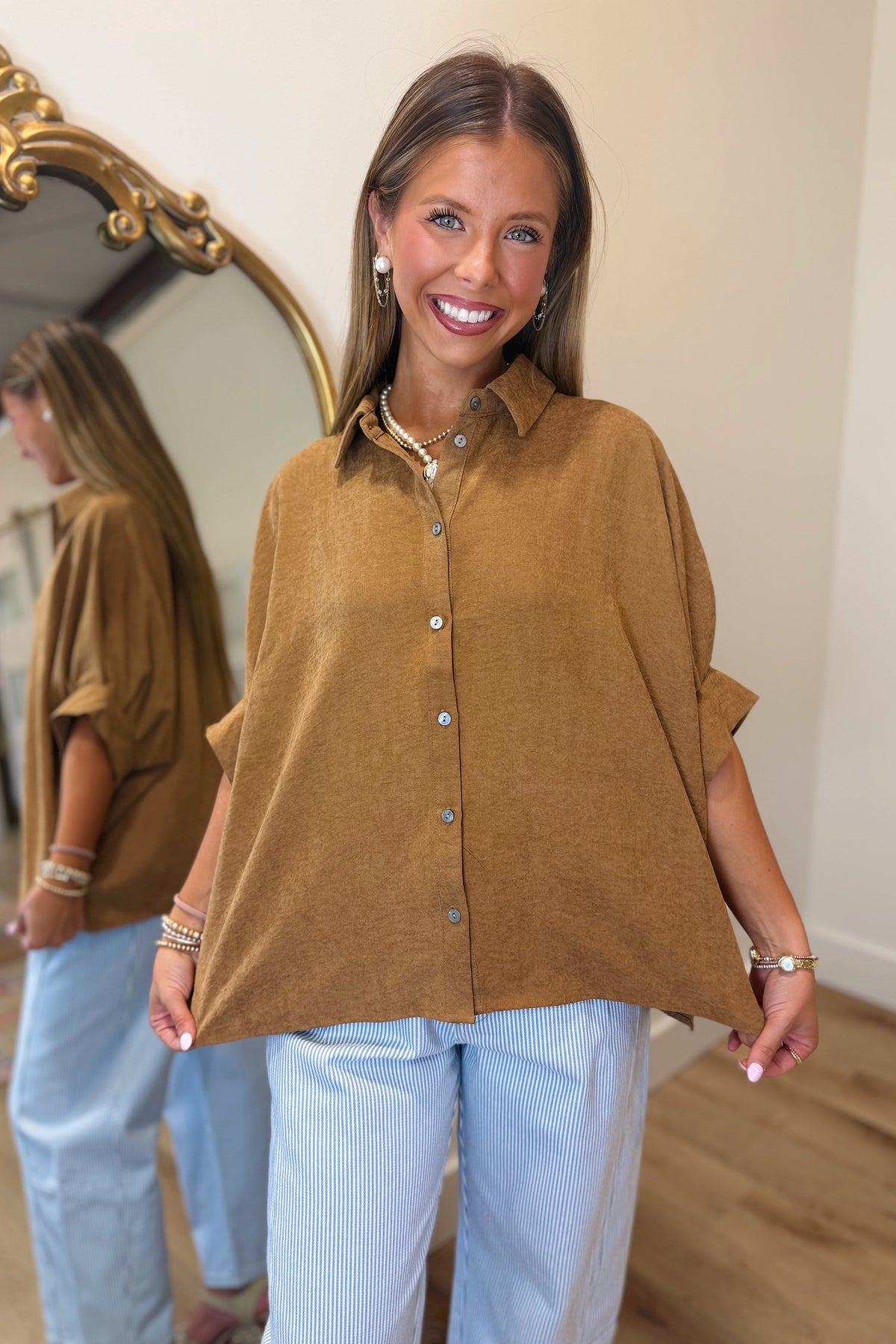 Saddle Up in Suede Top Camel