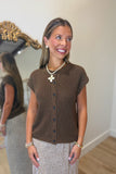 Basic Days Knit Button Top Brown