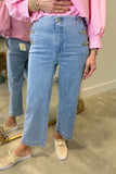 Charlie B Side Button Pants Light Blue