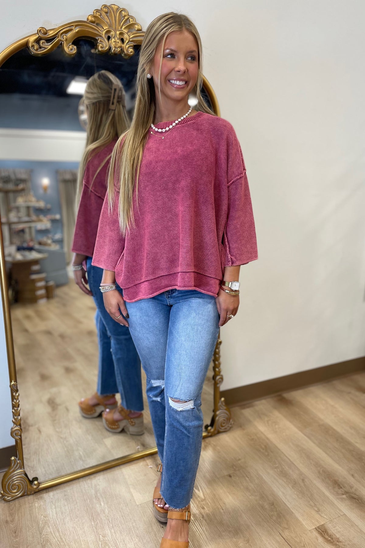 Autumn Ease Sweater Top Mauve