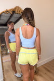 Aligned Performance Cropped Tank Blue