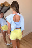 Morgan Open Back Mineral Washed Top Blue RESTOCK