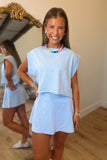 Mineral Wash A-line Mini Skort Blue