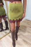Claire Lace Mini Skirt Chartreuse