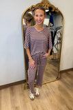 Softies Capri V Neck Lounge Set Driftwood Stripe