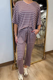 Softies Capri V Neck Lounge Set Driftwood Stripe