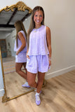 Always Going Acid Washed Short Set Lavender