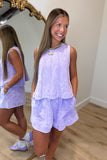 Always Going Acid Washed Short Set Lavender