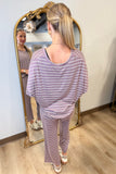 Softies Capri V Neck Lounge Set Driftwood Stripe