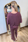 Softies Capri V Neck Lounge Set Cherry Stripe
