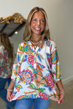 Umgee Neon Paisley Blouse Cream RESTOCK