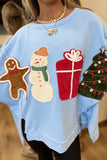 Christmas Cheer Oversized Patch Sweatshirt Blue