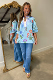 Umgee Contrast Trim Top Seafoam