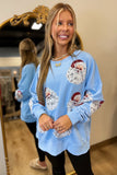 Sequin Santa Oversized Sweatshirt Blue