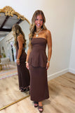 Elegant Espresso Strapless Dress Brown