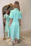 Palm Coast Striped Midi Dress Green