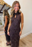 Cocoa Noir Floral Key Hole Dress