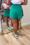 V Crossover Flared Active Shorts Green