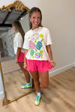 V Crossover Flared Active Shorts Flaming Pink