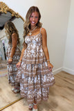 Cafe Latte Floral Tiered Dress