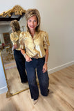 Golden Elegance Short Sleeve Blouse