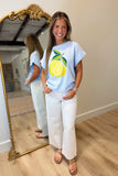 Amalfi Lemons Sweater Top Blue