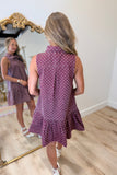 Lots of Dots Button Front Dress Maroon