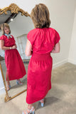 APNY Smocked Midi Dress Red
