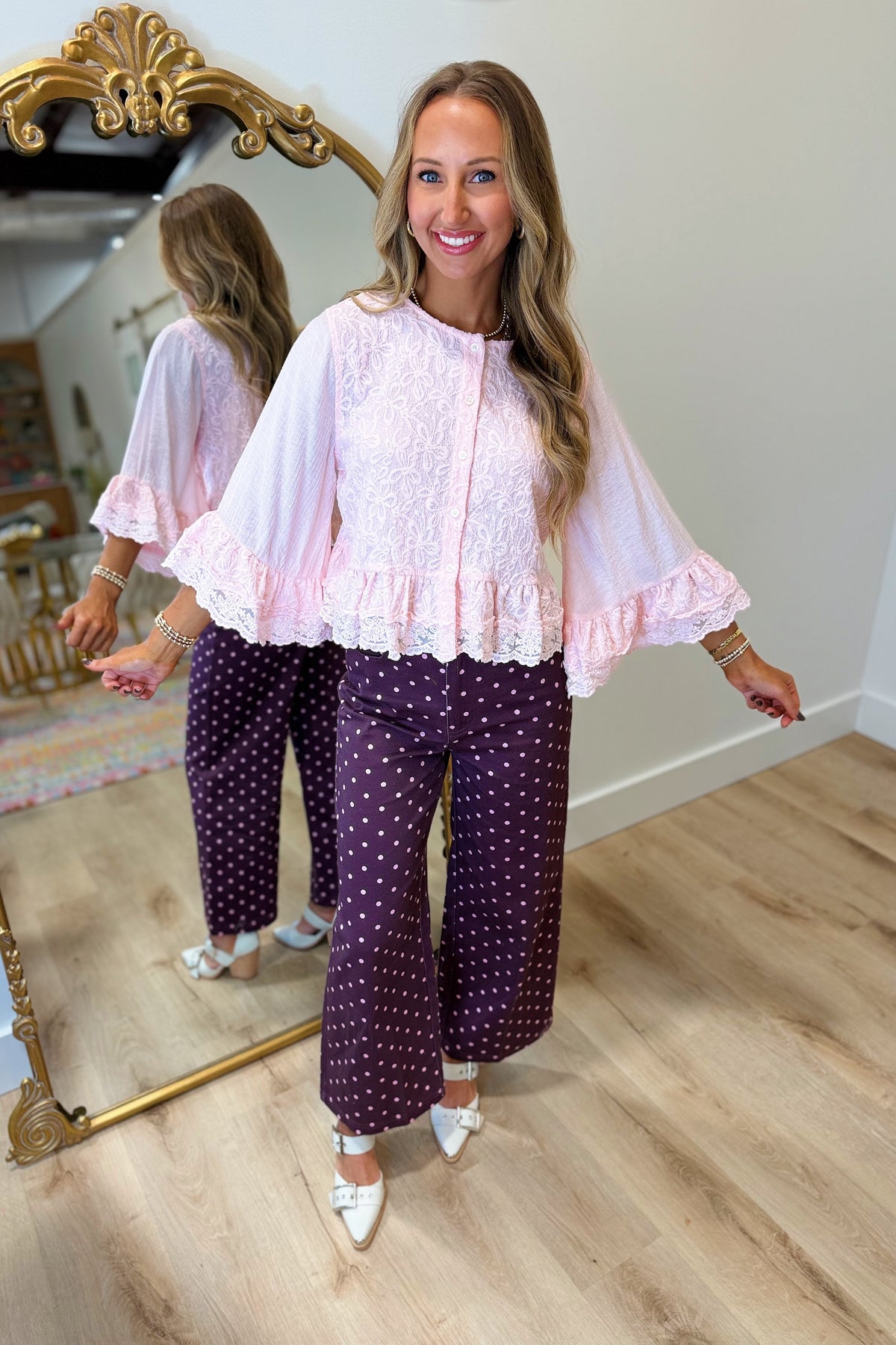 Going Girly Floral Flutter Sleeve Top Pink