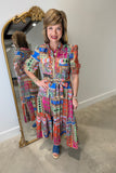 APNY Long Tiered Dress Coral Multi