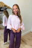 Going Girly Floral Flutter Sleeve Top Pink