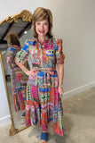 APNY Long Tiered Dress Coral Multi