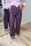 Perfecting Dot Pants Wine Pink