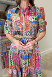 APNY Long Tiered Dress Coral Multi