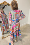APNY Long Tiered Dress Coral Multi