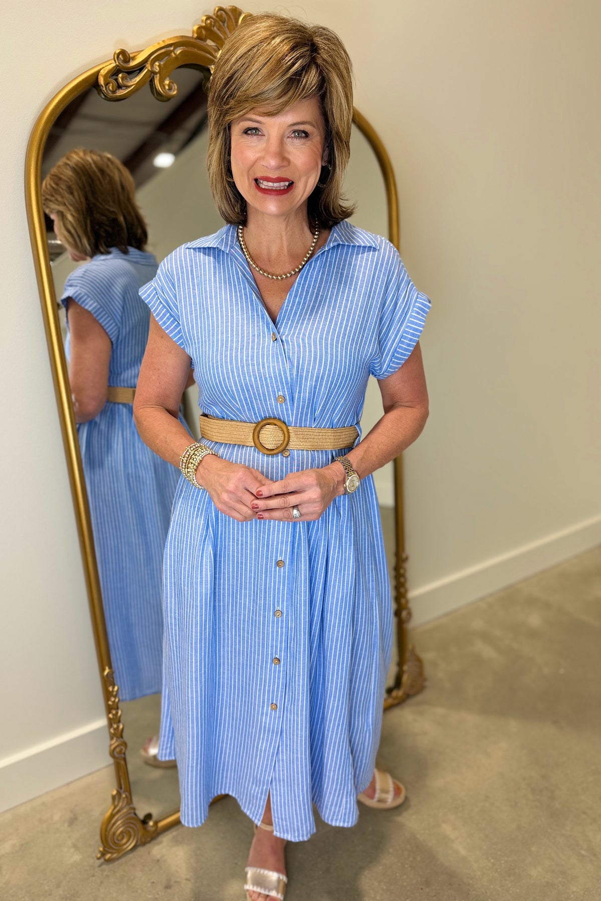 Charlie B Button Front Maxi Dress Bluebell