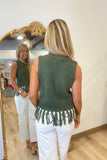Feeling Fringe Sweater Vest Olive