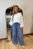 Ruffle Side Wide Leg Pants Denim