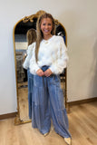 Ruffle Side Wide Leg Pants Denim