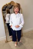 APNY Ruffle Blouse w French Cuffs White