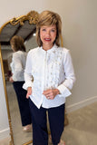 APNY Ruffle Blouse w French Cuffs White