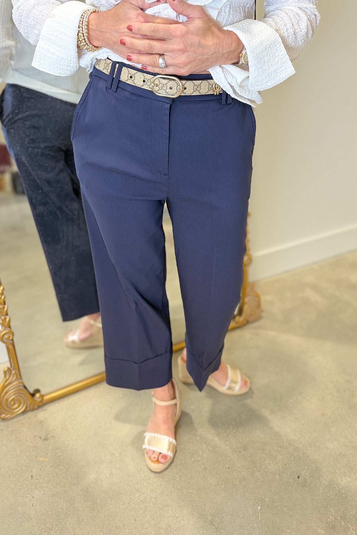 Renuar Wide Leg Ankle Pant New Midnight