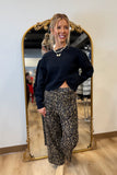 Go To Front Pocket Pants Leopard Velvetine