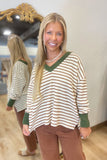Fall is Here V Neck Top Olive